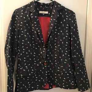 Sessun Blazer French brand bird jackets red lining womens size small